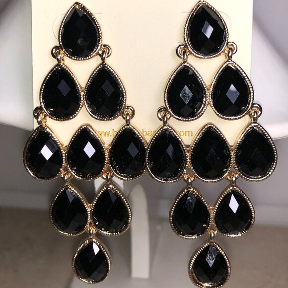 Amrita Black & Gold Chandelier Earrings - Picture 1 of 6